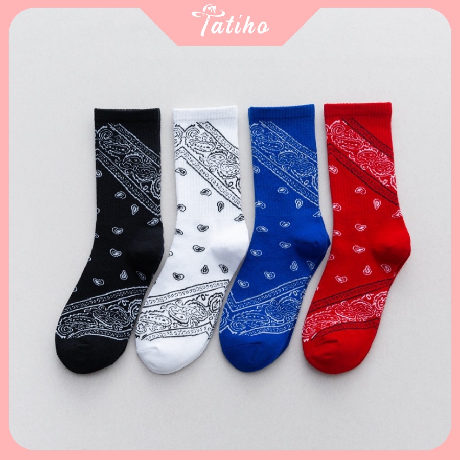 [Hàng Xịn, Giá Tốt] Vớ Tất Nam Nữ Unisex Cổ Cao Cotton Họa Tiết Bandana Phong Cách Cá Tính - Mã TV011