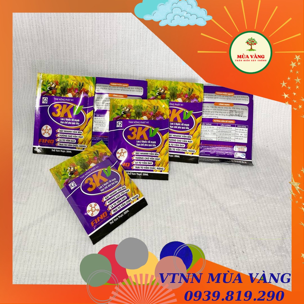 PHÂN BÓN LÁ BỔ SUNG DINH DƯỠNG ĐA CHỨC NĂNG " 3K "_GÓI 20ML