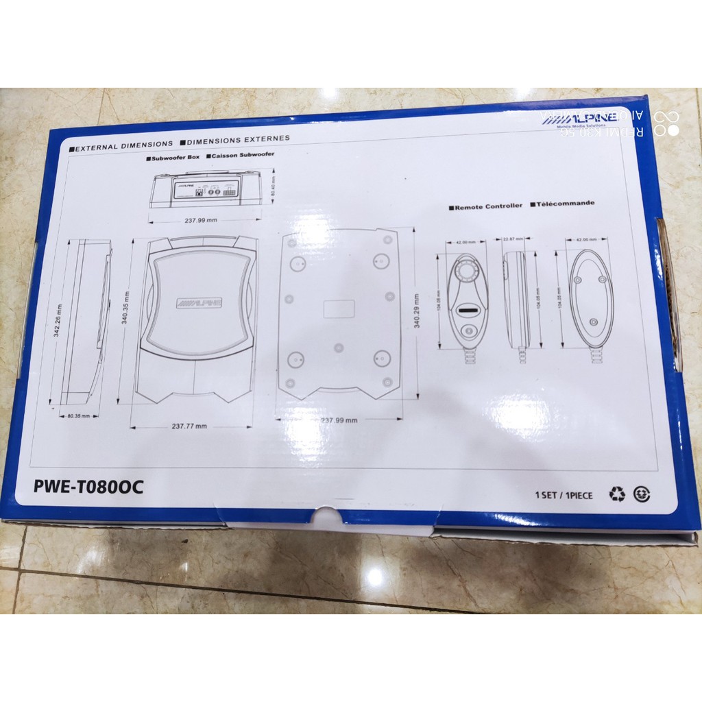 Loa Sub Gầm Ghế Alpine PWE-T0800C, 1080  bảo hành 12 tháng
