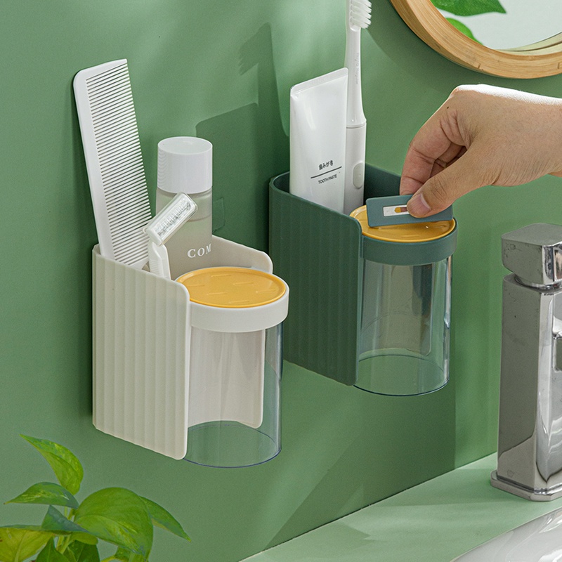 Hộp đựng bàn chải đánh răng treo tường trắng nhựa cao cấp NaChuan