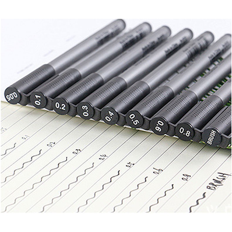 Bút Mực Không Thấm Nước Cỡ Ngòi 0.05 mm/0.1mm/0.2mm/0.3mm/0.4mm/0.5mm//0.6mm/0.8mm/brush