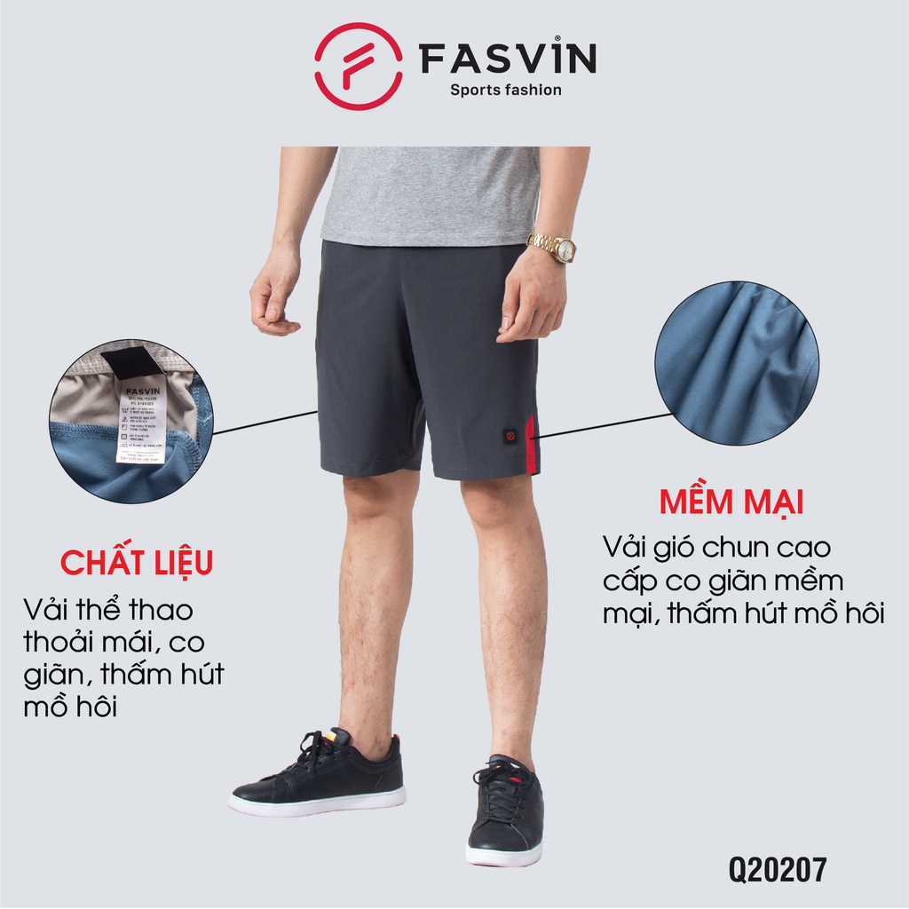 Quần đùi nam thể thao Fasvin Q20207.4.HN vải co giãn thoải mái phù hợp tập thể thao hay mặc nhà