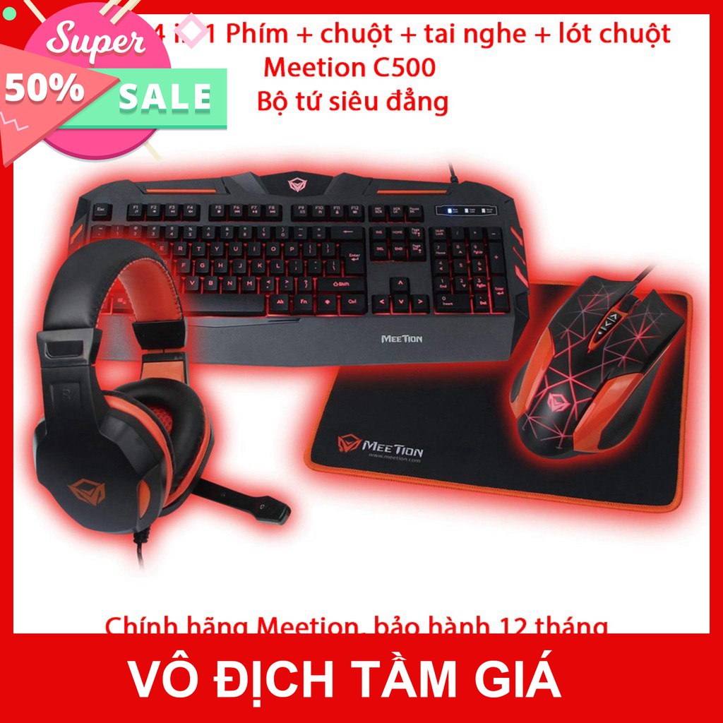 Combo Phím Chuột Tai Nghe Lót Chuột Meetion MT-C500 - Chính hãng Meetion - Bảo hành 12 tháng - Cam kết lỗi 1 đổi 1