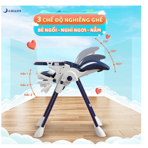 Ghế ăn dặm cho bé, Ghế ăn dặm Chilux Grow V Đa năng cao cấp hàng chính hãng