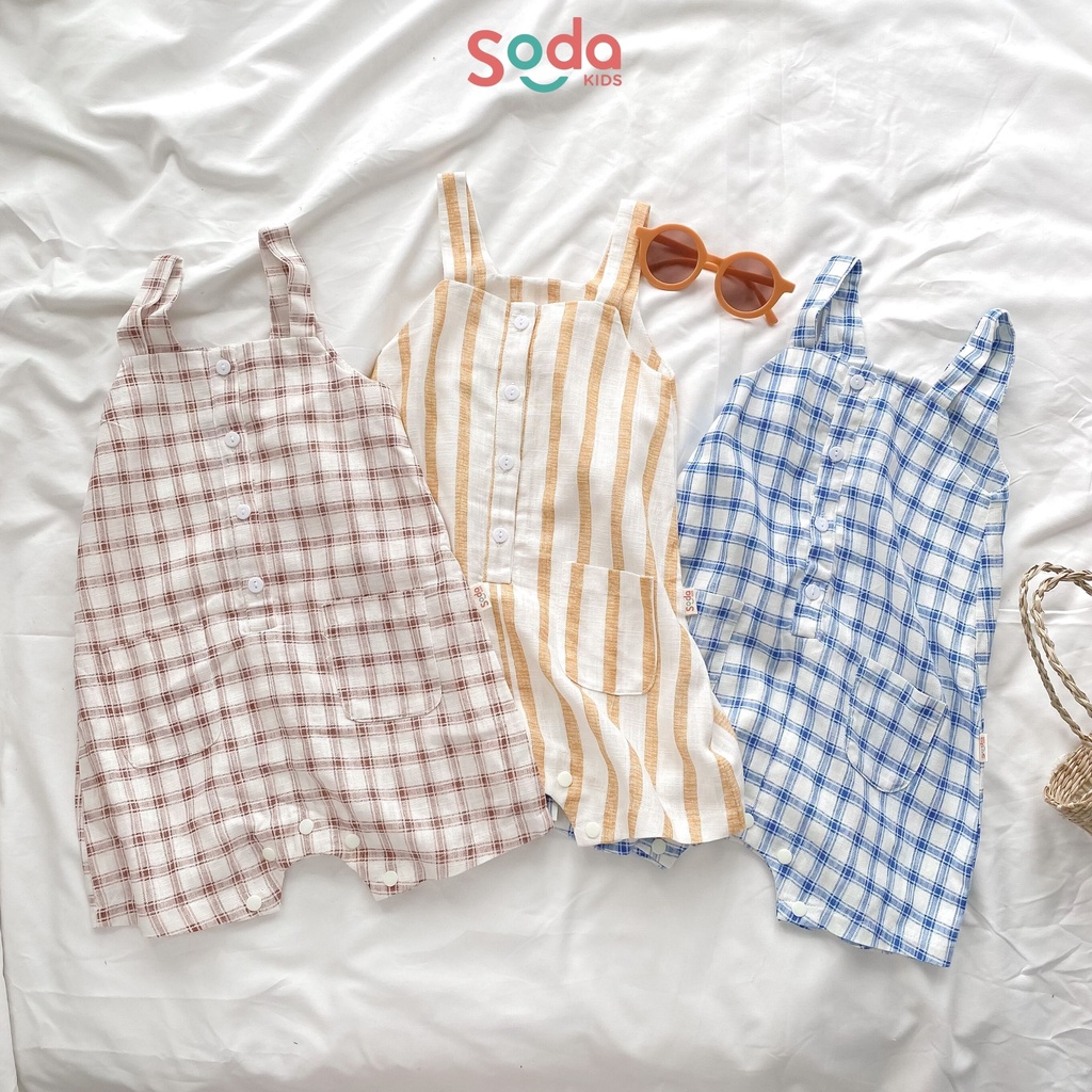 Yếm quần cho bé SODA KIDS thiết kế 2 túi, chất liệu linen Hàn mềm, mát