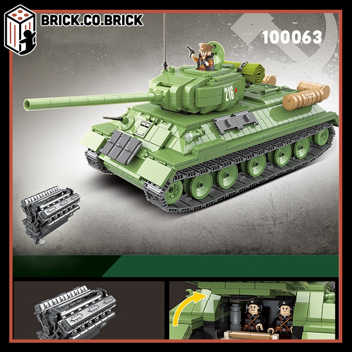 Đồ chơi World War 2 Tank Xe tăng T 34 huyền thoại của Hồng Quân Liên Xô Mô hình Lắp ráp 100063