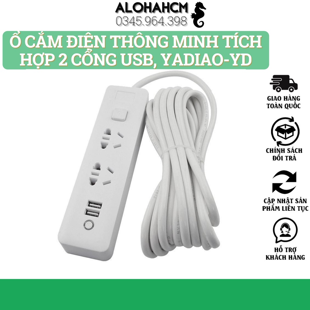 Sale 50% Ổ Cắm Điện Thông Minh Tích Hợp 2+3 cổng USB, YADIAO-YD - Đa năng - Tiện dụng - Bảo hành lỗi đổi 1 trong 7 ngày