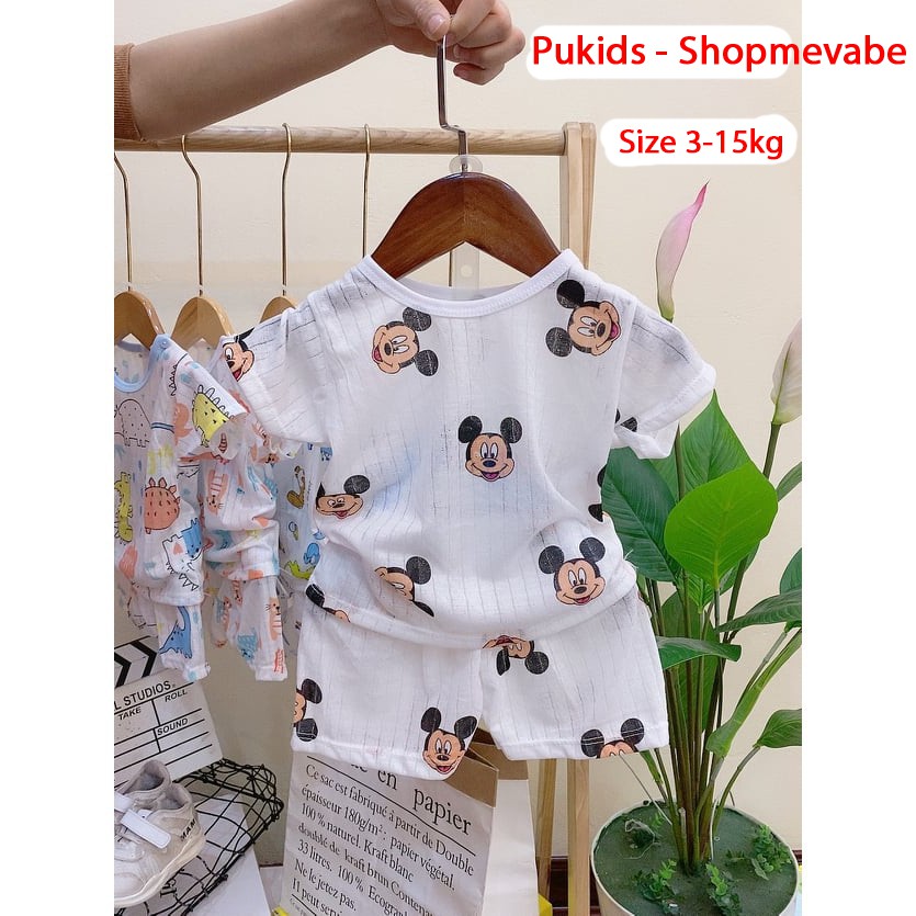 BỘ COTTON GIẤY CỘC TAY CÀI VAI CHO BÉ 5-15 KG, HÀNG QC CAO CẤP, GIAO MẪU NGẪU NHIÊN _ B20