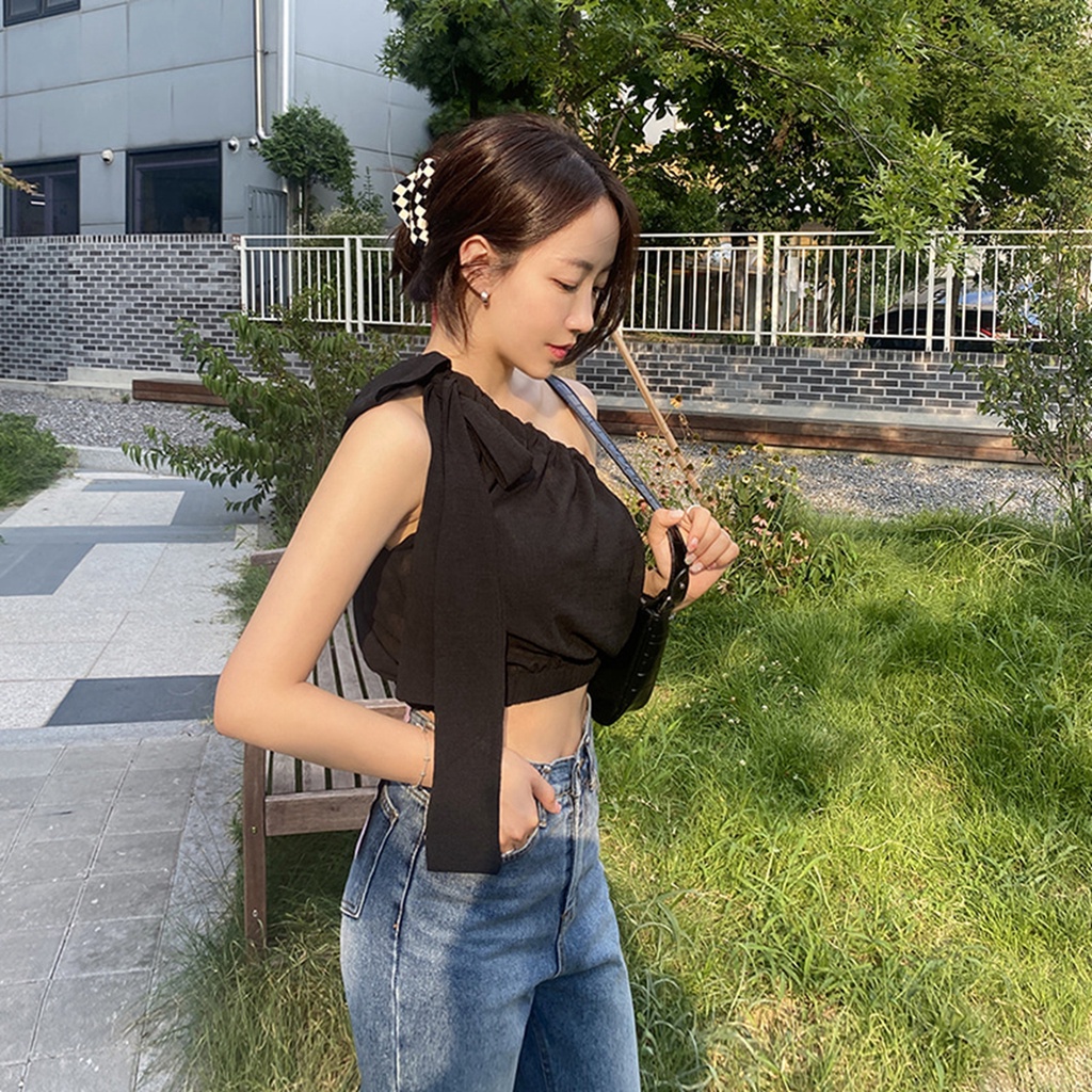 Áo croptop XIAOZHAINV trễ vai duyên dáng thời trang mùa hè phong cách Hàn Quốc dành cho nữ
