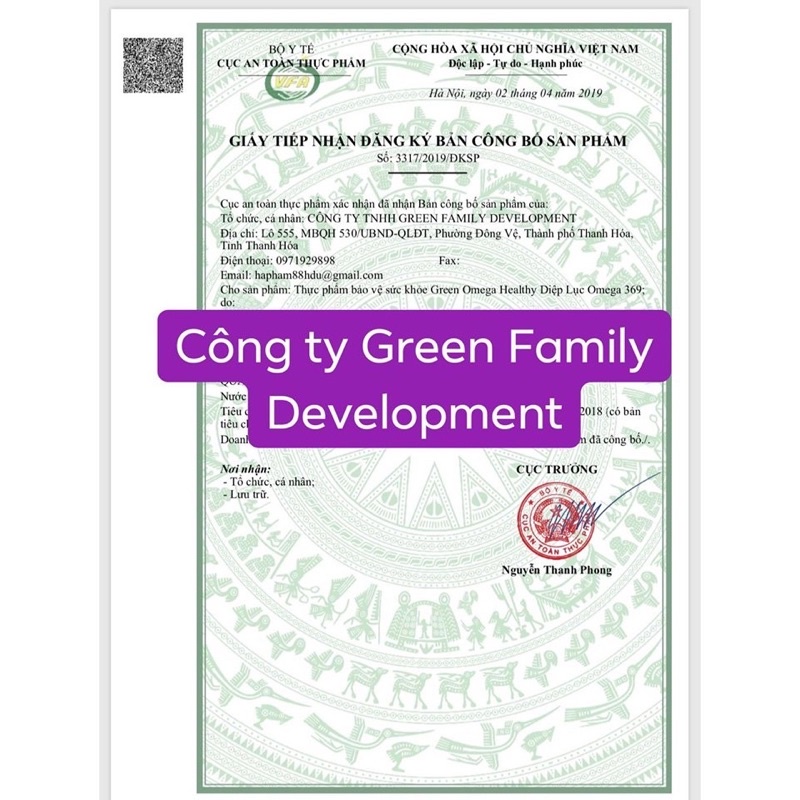 Diệp Lục Omega 369 Green Family Omega Healthy Bổ Mắt