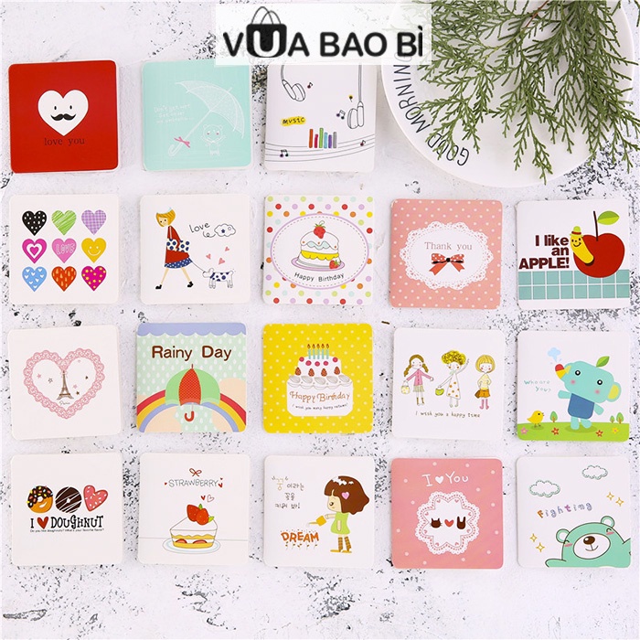 Thiệp chúc mừng mini kèm bao thư dễ thương cute nhiều mẫu VUABAOBI