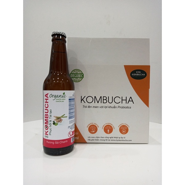 TRÀ KOMBUCHA ORGANIC -  HƯƠNG SẢ CHANH (Thùng 6 CHAI).