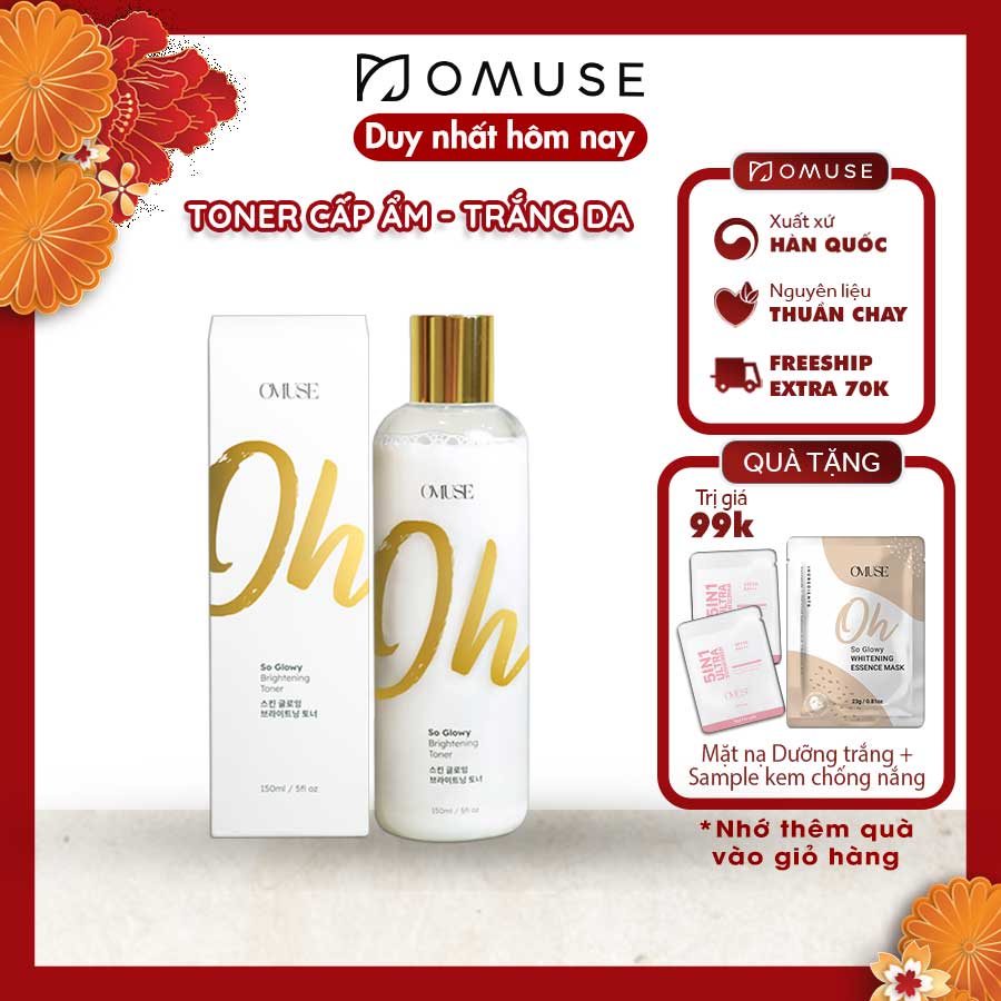 Nước hoa hồng dưỡng trắng và cấp ẩm cho da O’Muse Oh So Glowy Brightening Toner 150ml