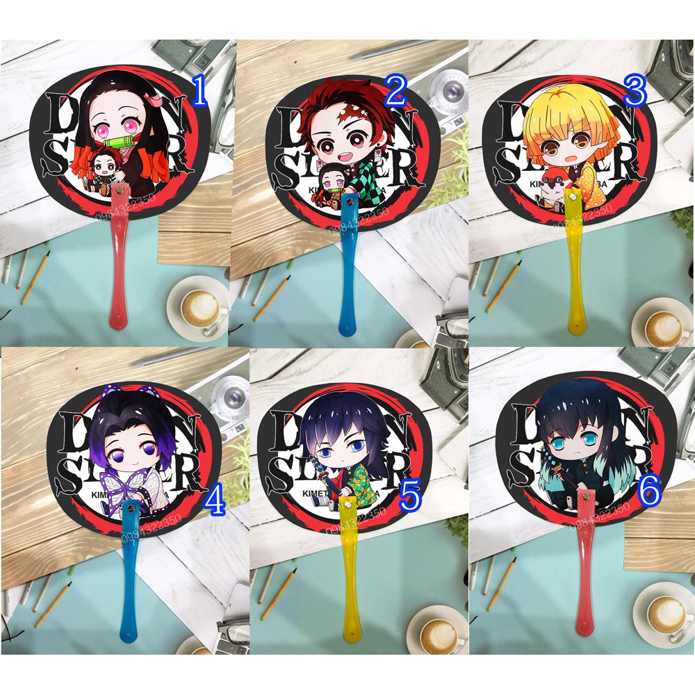 Quạt nhựa kimetsu no yaiba,Nezuko,Tanjirou,Muichirou Tokitou,Agatsuma Zenitsu,Kochou ShinobuTomioka Giyuu,zero two....