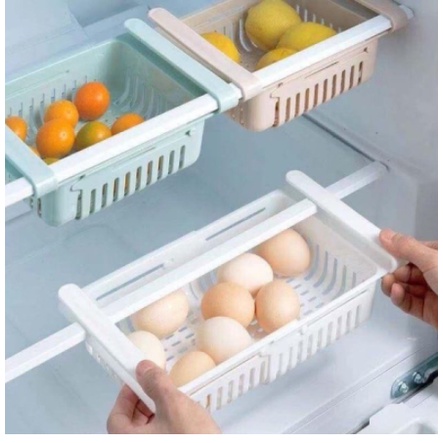 Khay nhựa gài tủ lạnh đựng đồ có thể điều chỉnh độ dài