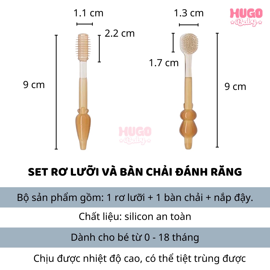 Rơ lưỡi silicon và bàn chải đánh răng cho bé từ 0 - 18 tháng