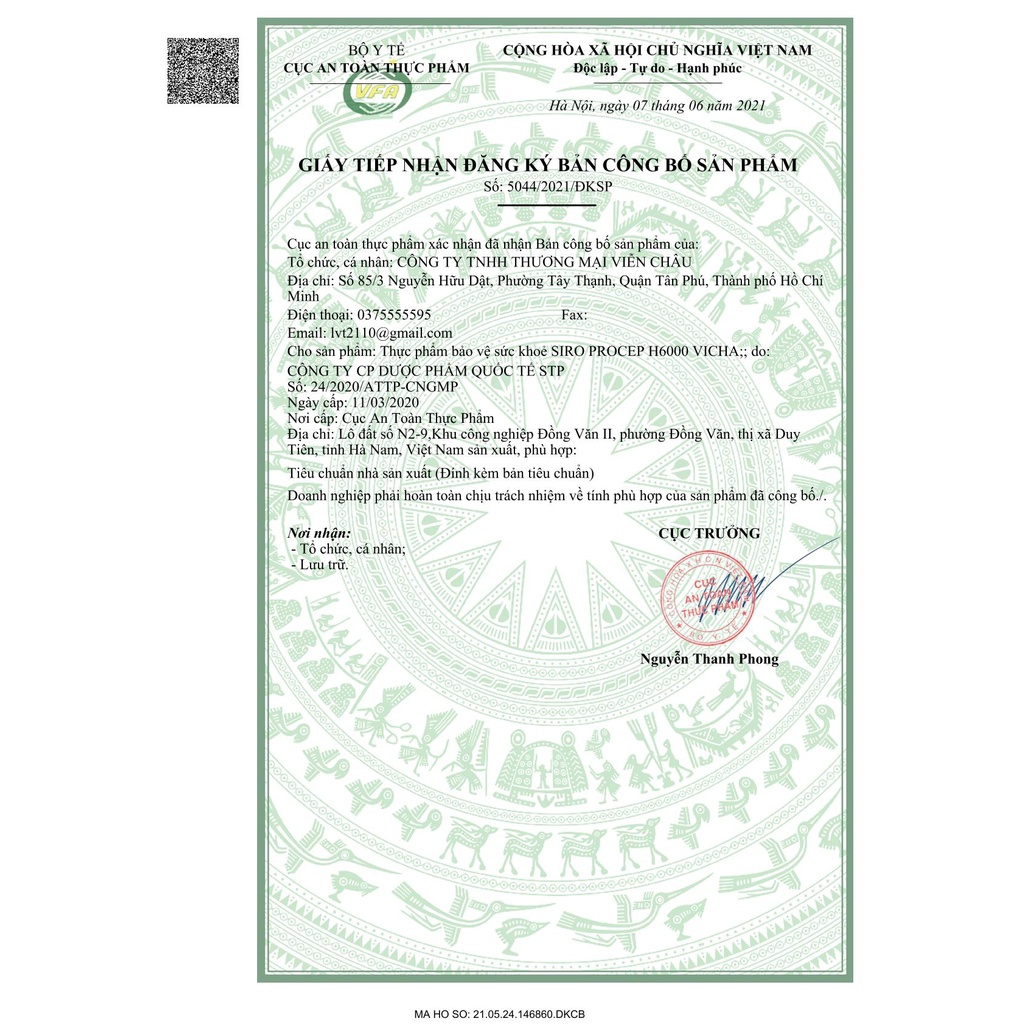 ✅ siro bổ phế PROCEP H6000 dạng gói giảm ho long đàm rát họng siro cao lá thường xuân tỏi đen chanh đào