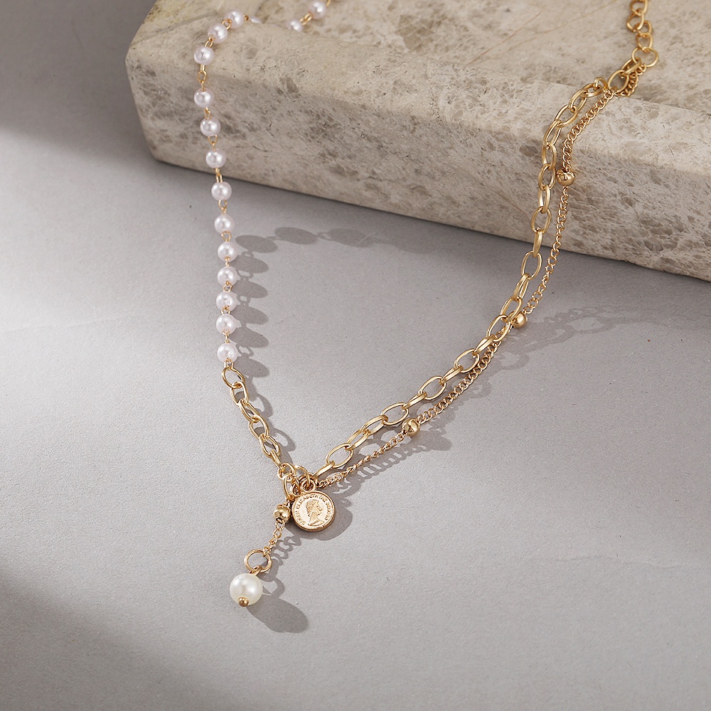 Vòng cổ nhiều lớp iF YOU phối mặt hình bướm và ngọc trai thời trang