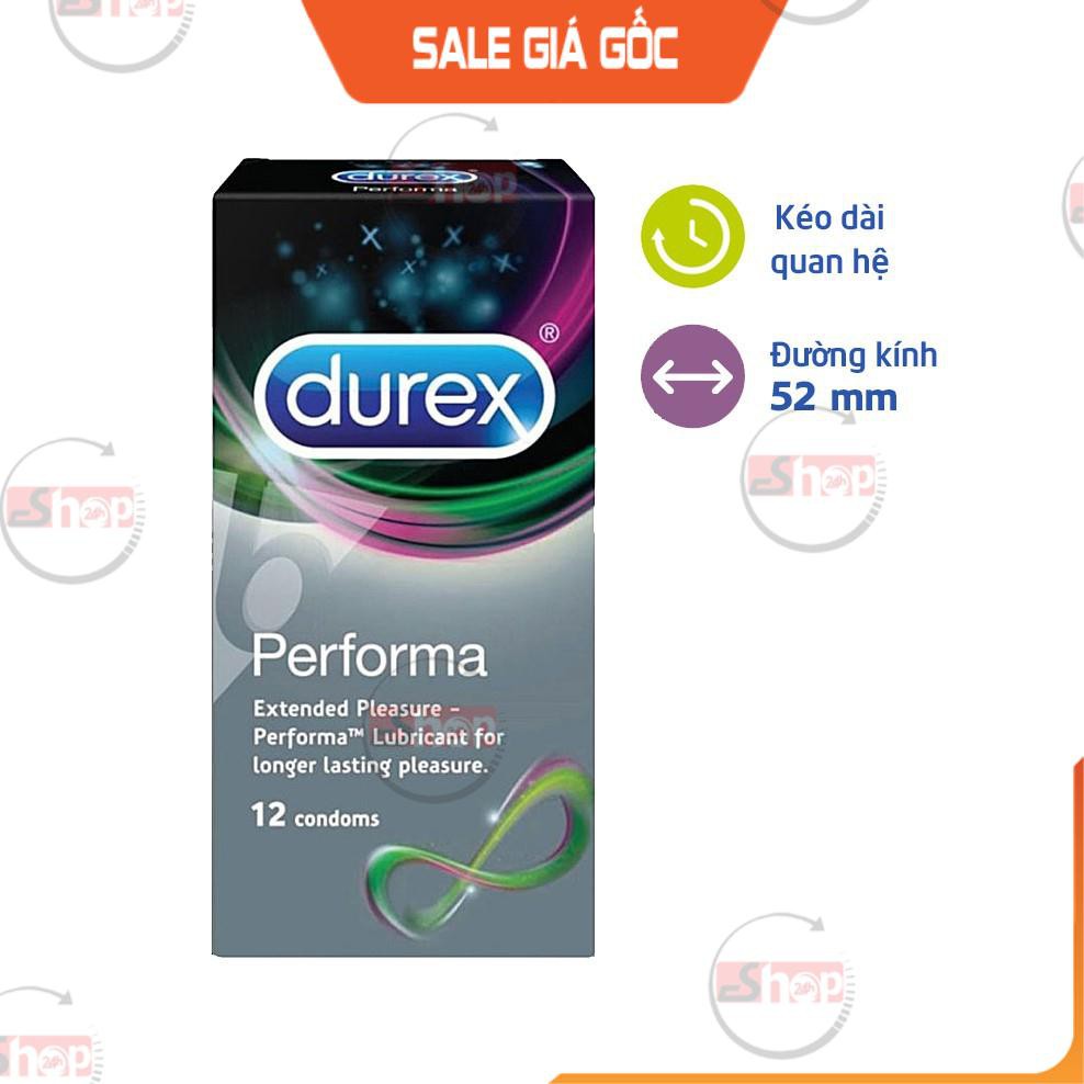 [Hàng Chính Hãng] - Bao cao su Durex Performa - Size 52mm - Hộp 12 cái, Bcs Kéo Dài Thời Gian Yêu, Bcs Siêu Mỏng.