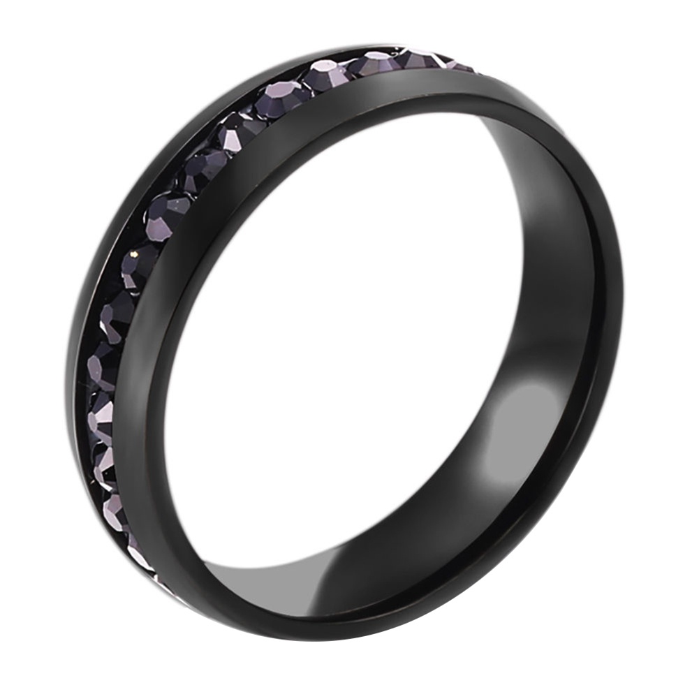 ☼Nhẫn Đính Hôn Bằng Thép Titanium Đính Đá Kích Thước 6-13 Dành Cho Nam Và Nữ