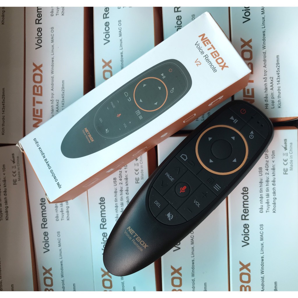 Điều khiển Giọng Nói Cho TV BOX, Remote Voice Netbox V2 Cho đầu Box kết nối Internet [Tặng kèm Pin]