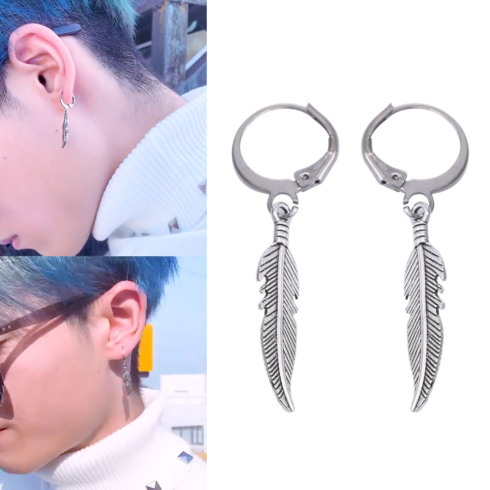 Khuyên Tai Dáng Tròn Đính Lông Vũ Xinh Xắn Yanqueens Trang sứ Quà tặng