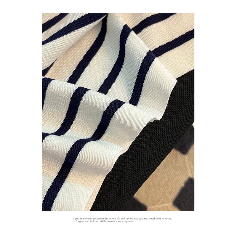 Áo Thun Dệt Kim Ngắn Tay Họa Tiết Kẻ Sọc Thời Trang Mùa Hè