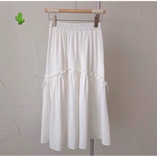 Chân váy lưng chun dáng dài viền bèo vintage chất kate lụa mềm