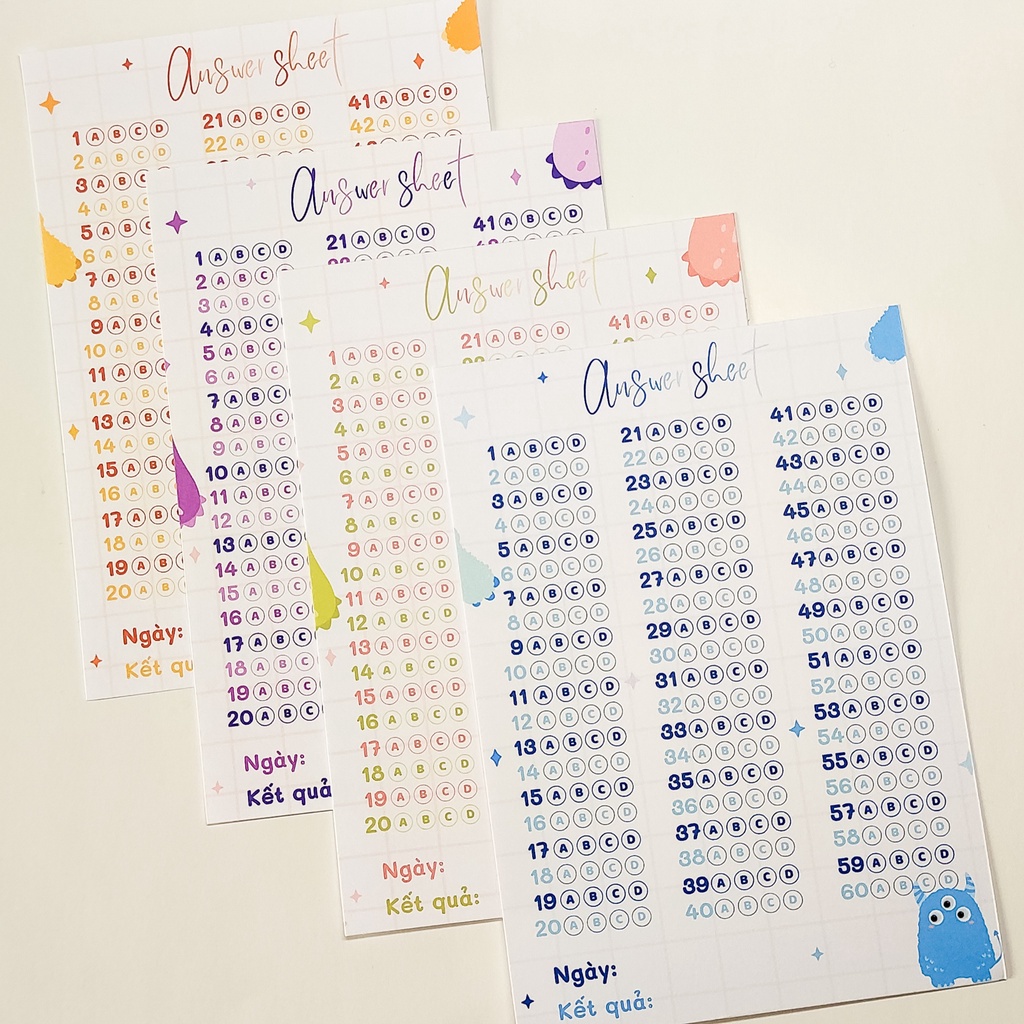 Set 8 Phiếu Điền Trắc Nghiệm Mini Baby Monster - Answer sheet A6 | Aimée