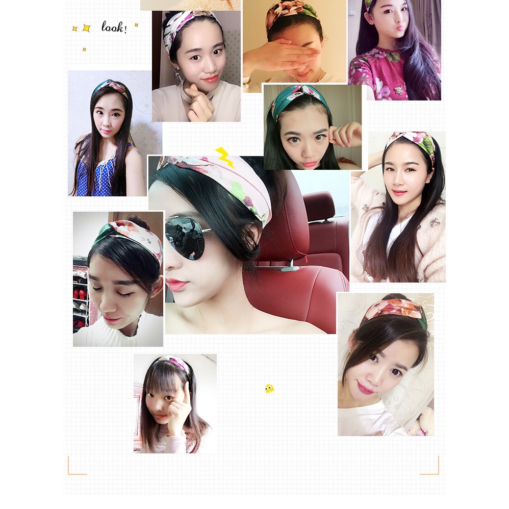 Turban vải Hàn Quốc họa tiết hoa sang trọng phù hợp mọi lứa tuổi T06