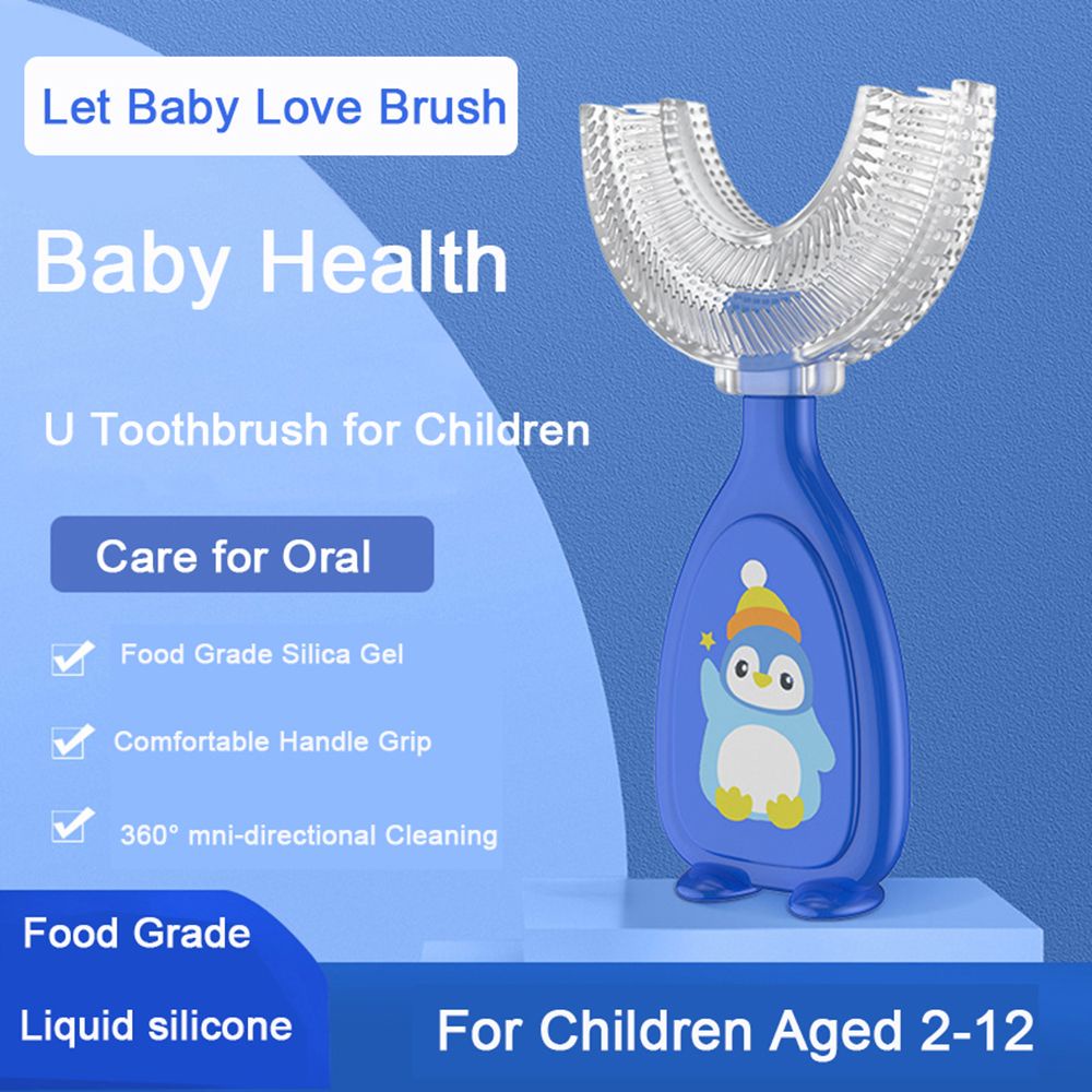 [Hàng mới về] Bàn chải đánh răng hình chữ U bằng silicon mềm nhiều màu cho bé 2-12 tuổi