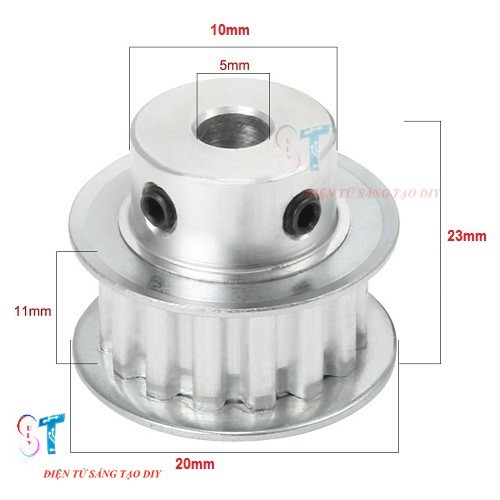 PULLEY BÁNH RĂNG NHÔM 10 RĂNG-XL-5MM, 6MM, 8MM