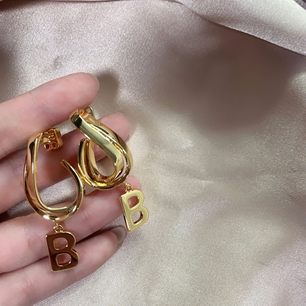 Bông tai hình chữ B phong cách cổ điển thời trang