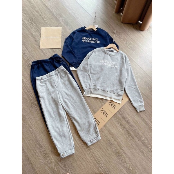Set nỉ phối gấu bèo hai màu cho nữ