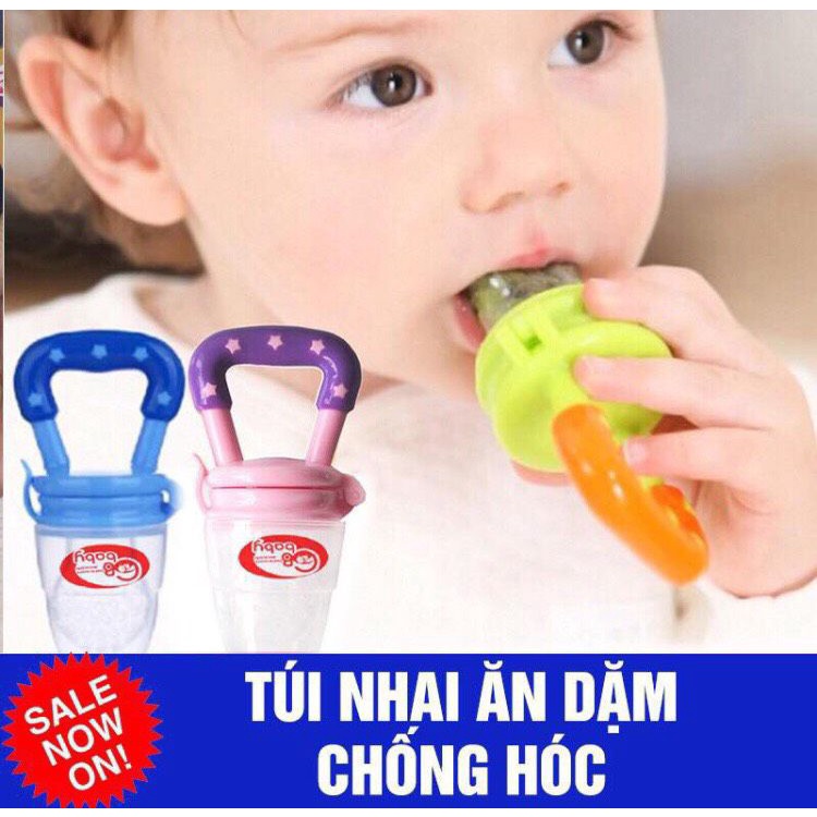 Túi nhai chống hóc Gb baby Hàn quốc tặng kẹp xích và 2 núm sơ cua cao cấp cho bé (hàng chính hãng)