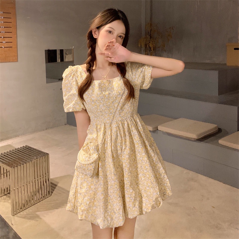 Đầm Hoa Tay Phồng Thời Trang Hè Xinh Xắn Cho Nữ