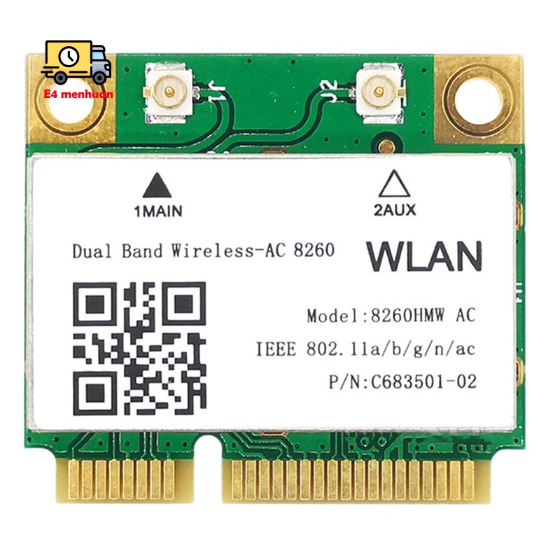 1200Mbps Network Card 8260Hmw Ac 2.4G+5G Mini Pci-E Card 4.2 Bluetooth Wifi Card 802.11Ac 867Mbps for Laptop/Computers