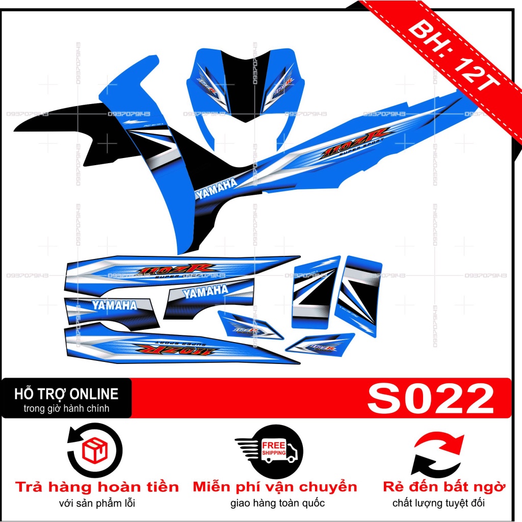 Tem rời sirius ZR dán xe xanh -- SHIN DECAL 2