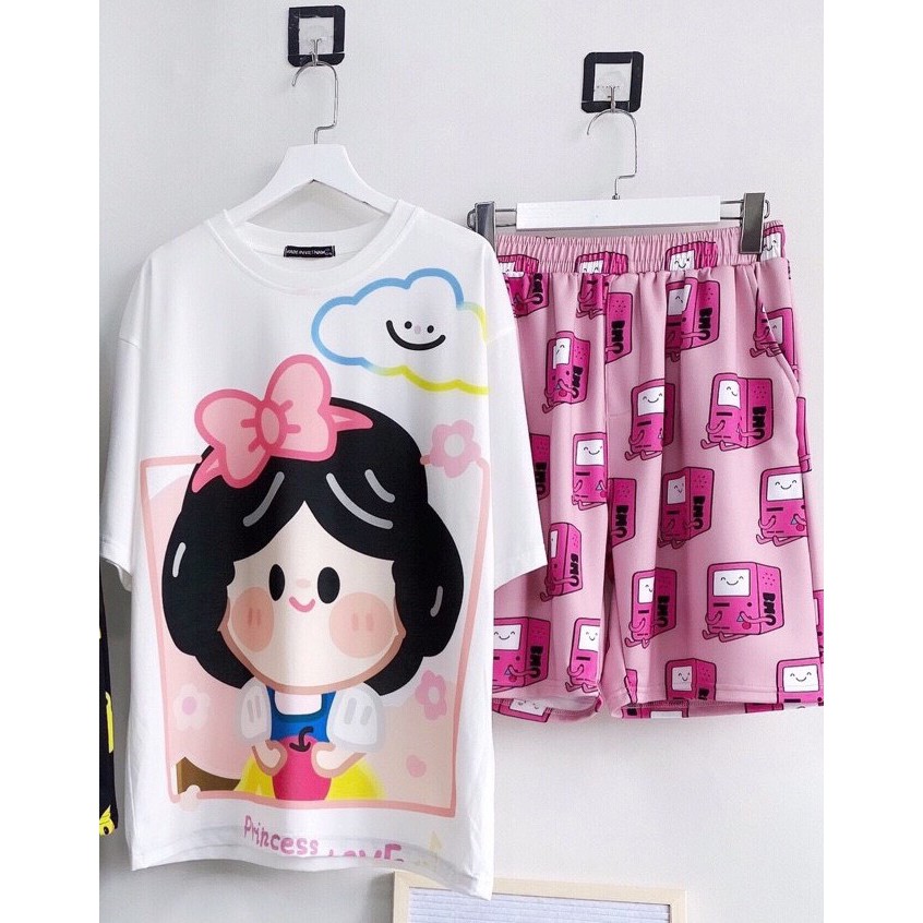 Set đồ bộ hoạt hình ❤️ Bộ mặc nhà Cartoon PRINCESS form rộng Freesize Molly Fashion