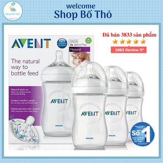[CHÍNH HÃNG] Bình Sữa Avent Natural 125ml 260ml 330ml, Bình Avent Cổ Rộng Chống Đầy Hơi Chống sặc Cho Bé Hỗ Trợ Đổi Size