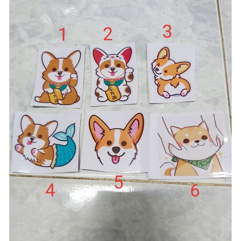 BST Tem Decal Sticker Chú Chó Cute Dán Điện Thoại, Nón, Xe Giá Rẻ