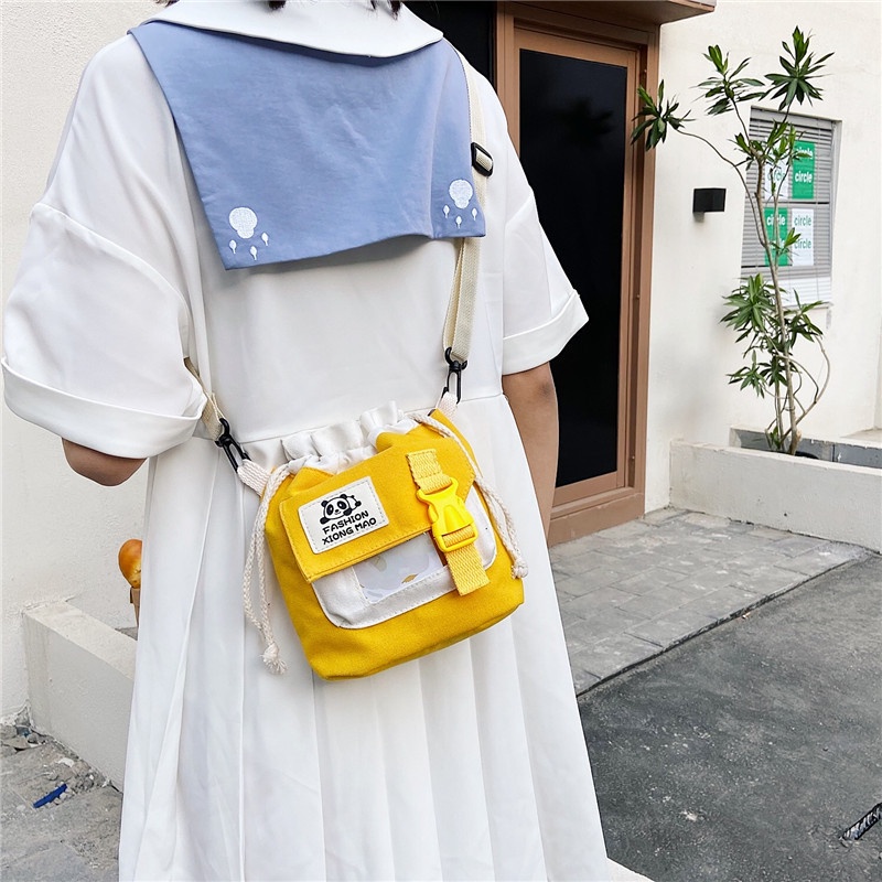 Túi Đeo Chéo Vải Canvas Nhỏ Nhắn Dễ Thương Phong Cách Hàn Quốc 2021