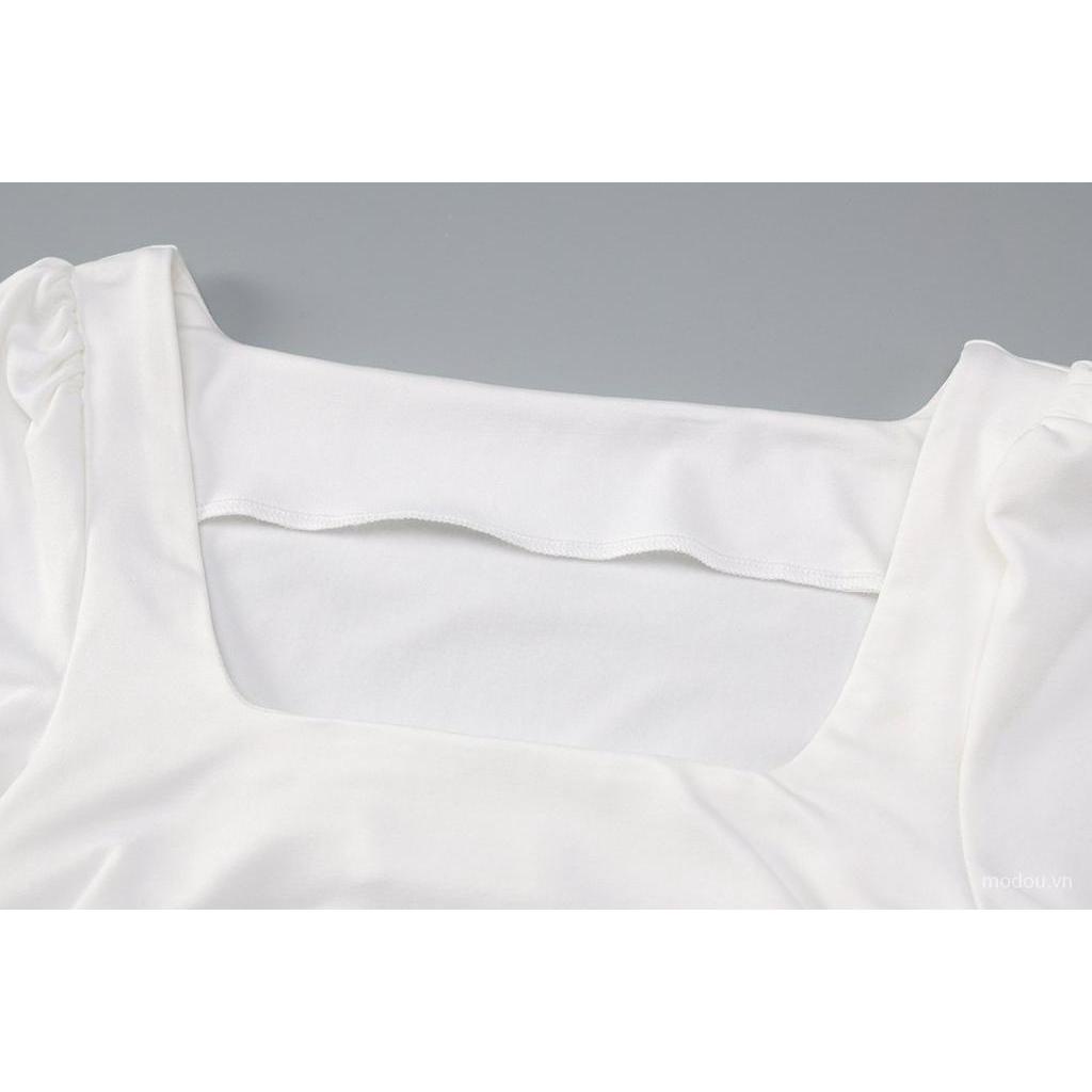 Đầm Tay Dài Cổ Vuông Xếp Ly Thời Trang Mùa Thu Cho Nữ If9C