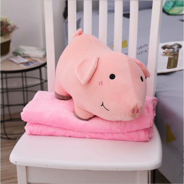 Gối mền heo mập 3 trong 1 siêu cute, nỉ nhung cực mịn, chăn gối văn phòng, gấu bông CATAN shop, quà tặng sinh nhật 8/3