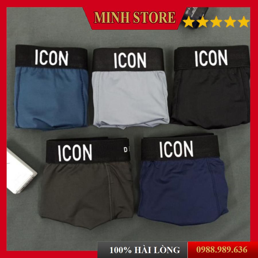 (Tặng móc) Quần Sịp Nam thun lạnh, Quần lót nam Boxer ICON Demin co dãn 4 chiều sexy cao cấp (Che Tên) MINHSTORE