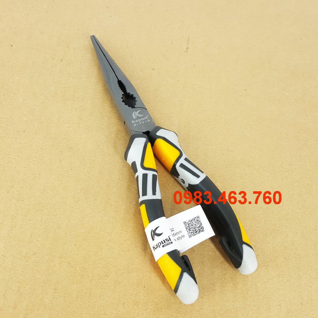 KÌM MỎ NHỌN DÀI CAO CẤP KAPUSI 8 IN - XÁM CÁN SỌC