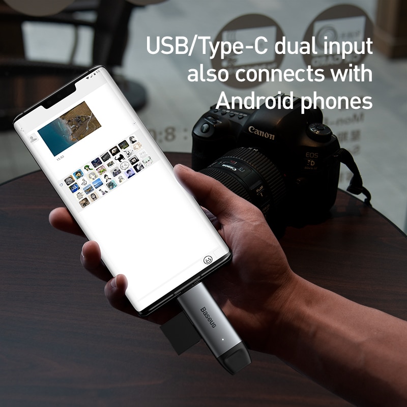 Bộ đọc thẻ Baseus 2 trong  1 USB 3.0 &USB Type C - SD Micro SD TF thông minh dành cho iPad