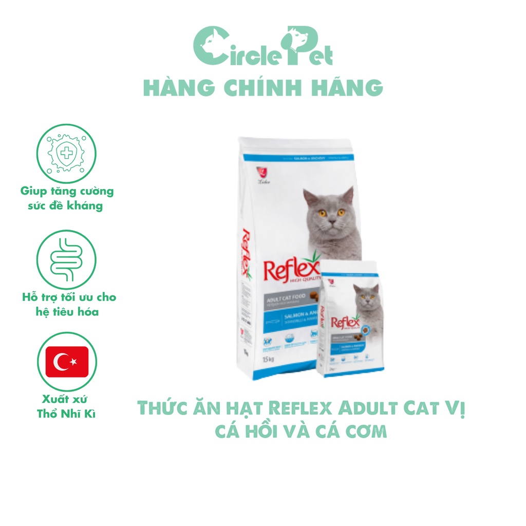 Thức Ăn Hạt Reflex Adult Cat Food Salmon &amp; Anchovy Cho Mèo Trưởng Thành Vị Cá Hồi &amp; Cá Cơm Túi 2 kg - Circle Pet