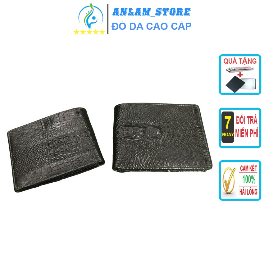Ví Da Bò Dập Vân Cá Sấu Cao Cấp - DA BÒ THẬT 100% - Mã: AL048