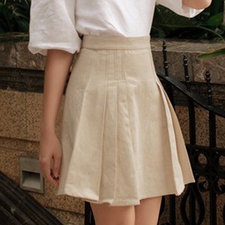OLV-Chân váy dập ly Line Beige